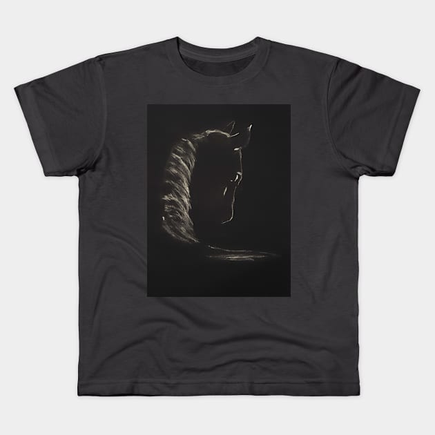 Majestic horse black Kids T-Shirt by Art is Sandy